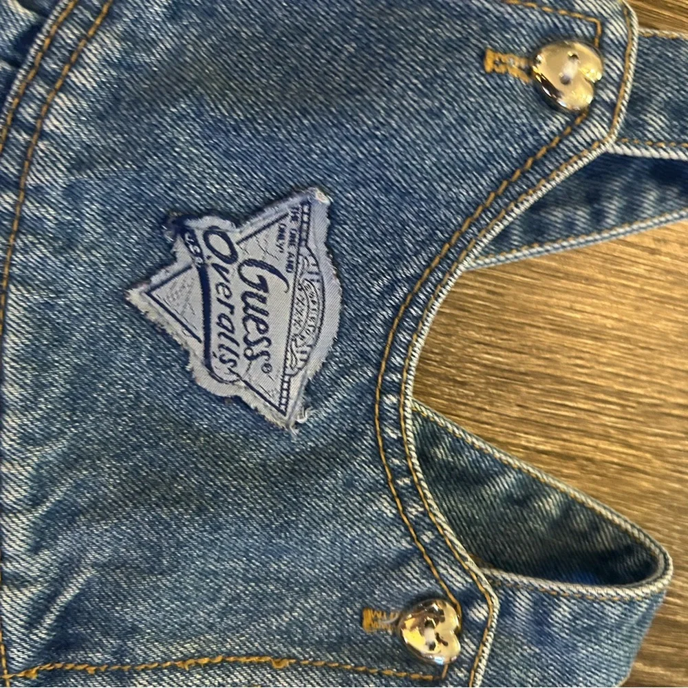 Vintage Guess Made in USA baby 12 month Denim Bib Overalls ruched back